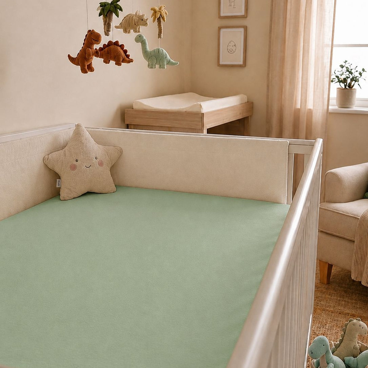 Plain Mint Fitted Bedsheet & Pillowcase Set