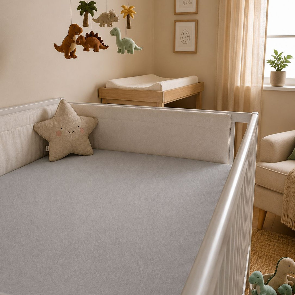 Plain Silver Fitted Bedsheet & Pillowcase Set