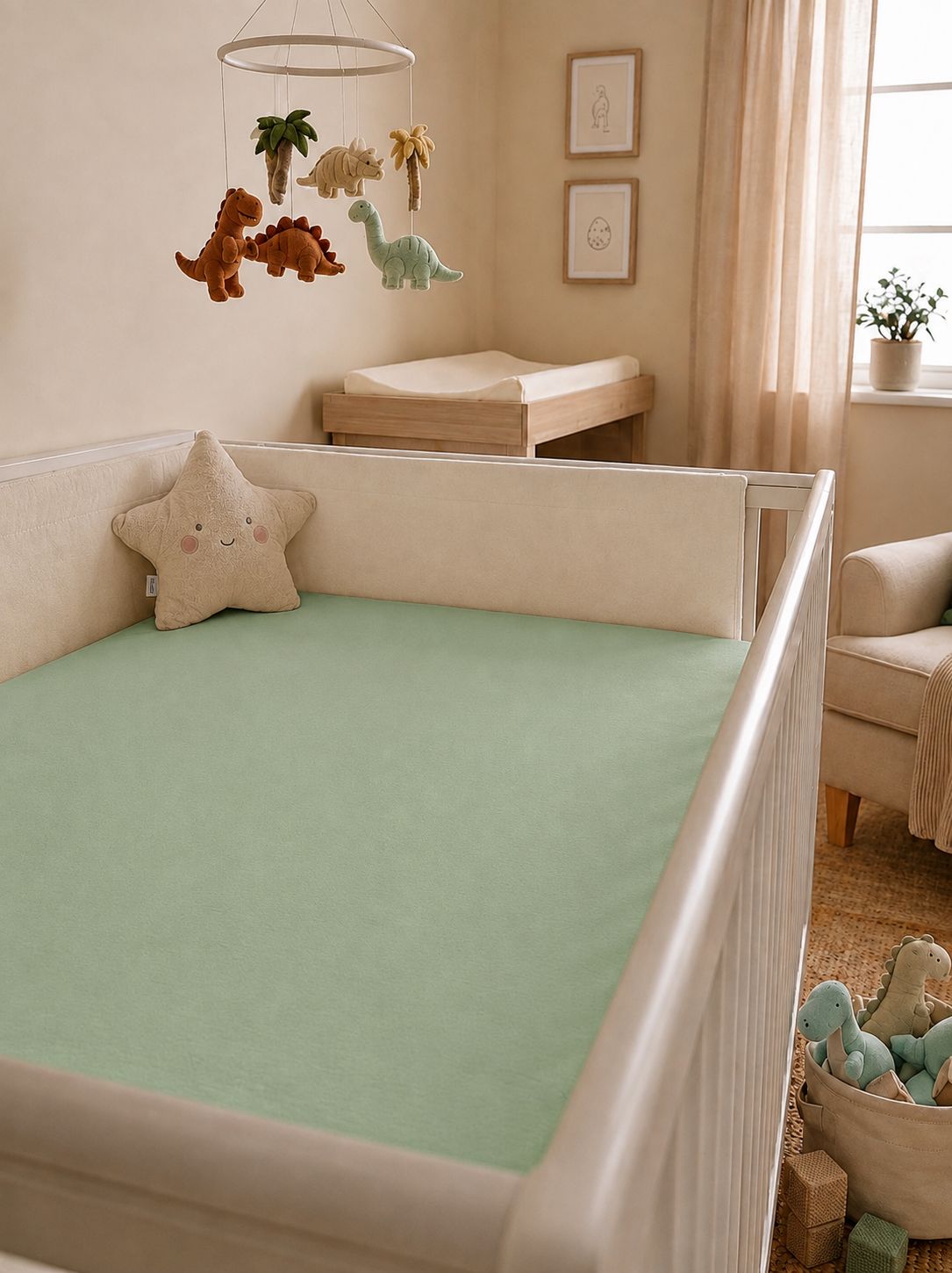 Plain Mint Fitted Bedsheet & Pillowcase Set