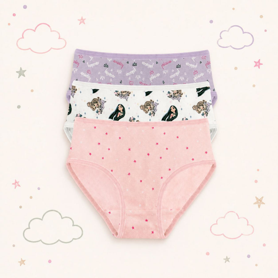 Girls' Princess Dreams Cotton Briefs – Pack of 3