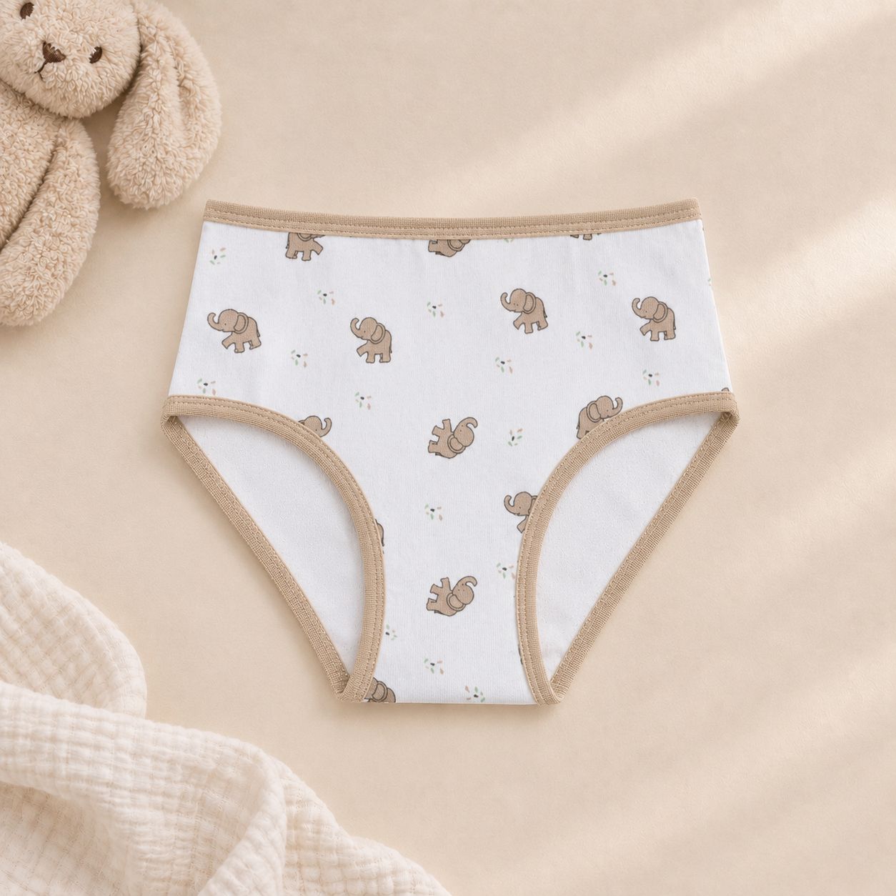 Girls' Beige Printed Briefs – Pack of 3