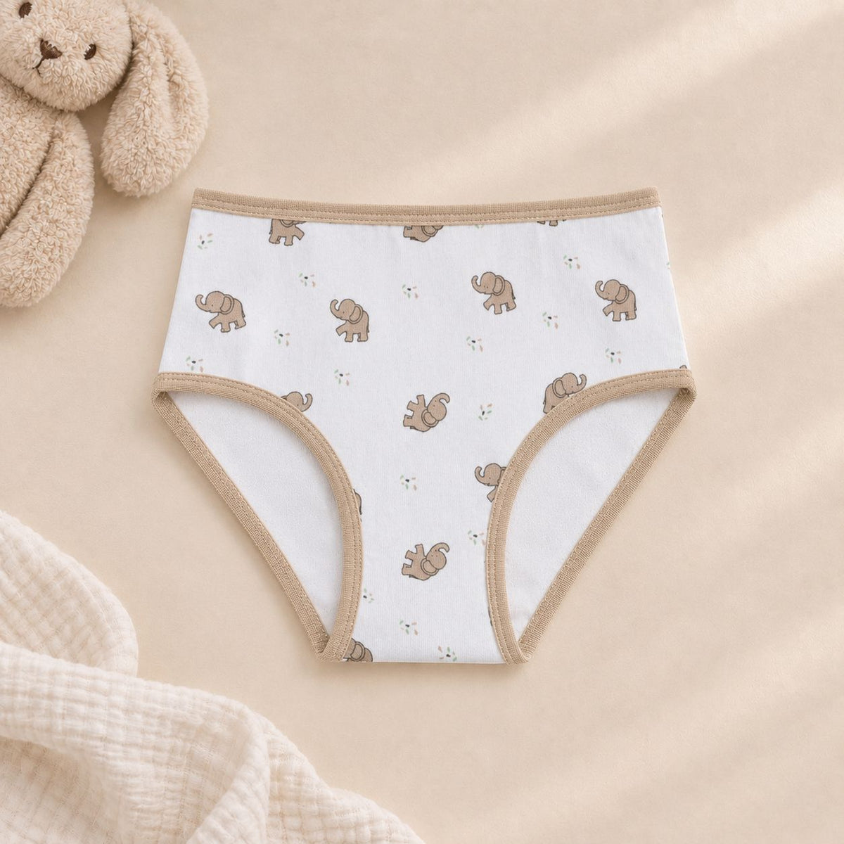 Girls' Beige Printed Briefs – Pack of 3