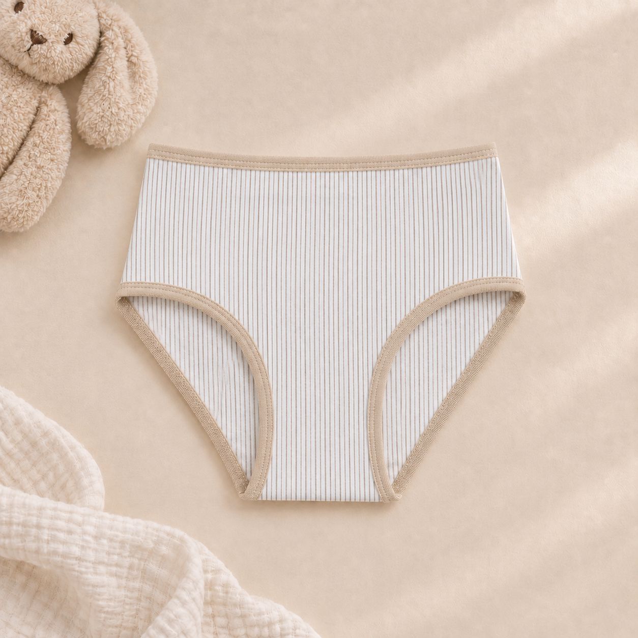 Girls' Beige Printed Briefs – Pack of 3