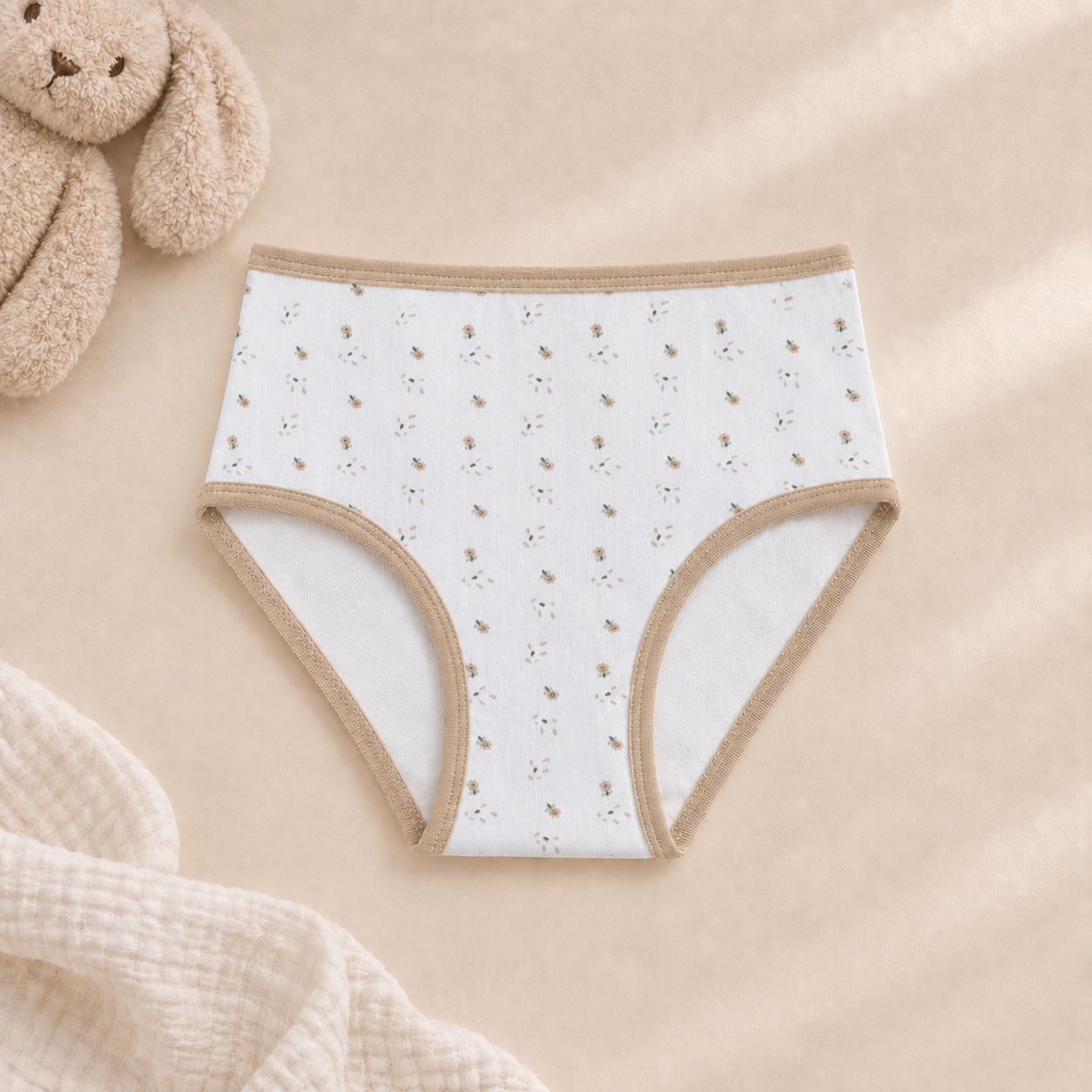 Girls' Beige Printed Briefs – Pack of 3